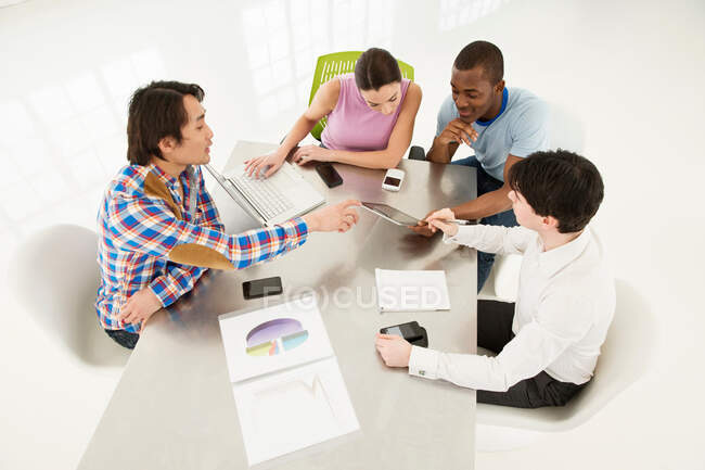 Casual business meeting, high angle — Stock Photo