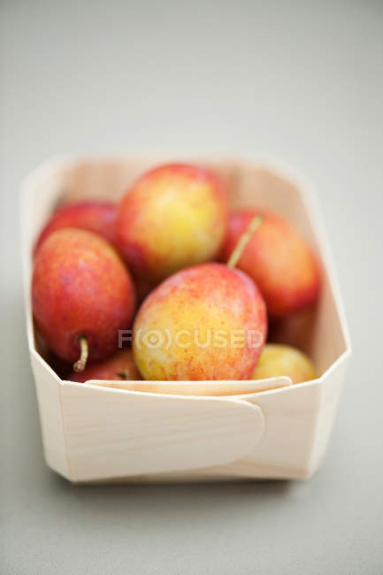 Punnet of ripe Victoria plums — Stock Photo