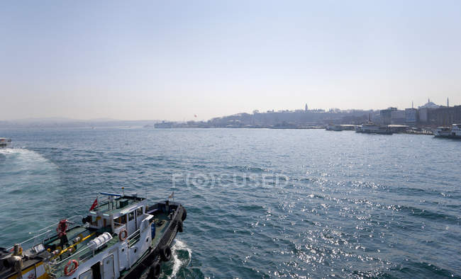 Fire brigade boat at the golden horn — Stock Photo