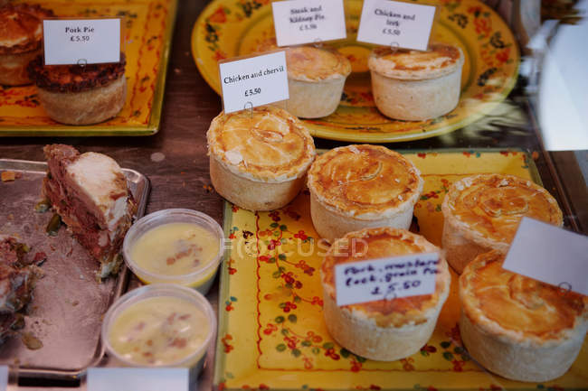 Pastries and pies for sale — Stock Photo