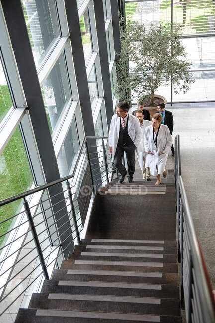 Médecins escalade escalier dans le bureau — Photo de stock