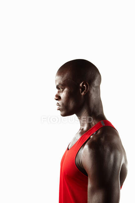 Profile of athlete's face and chest — Stock Photo