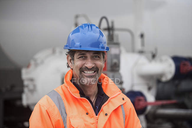 Portrait of male worker at fuel depot — Stock Photo