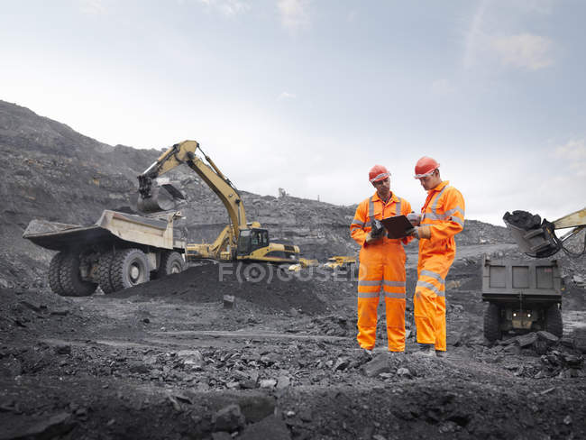 Coal Miners With Clipboard — Stock Photo