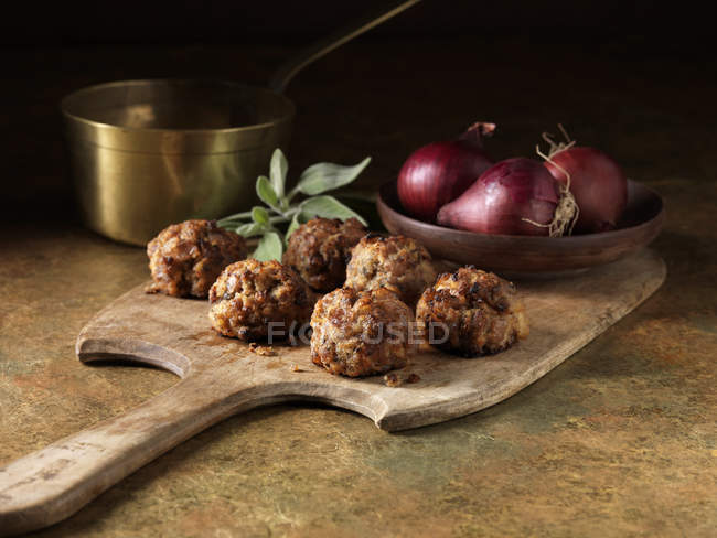 Festive Christmas pork with ingredients on table — Stock Photo