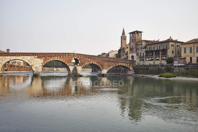 Adige River and cityscape — Stock Photo