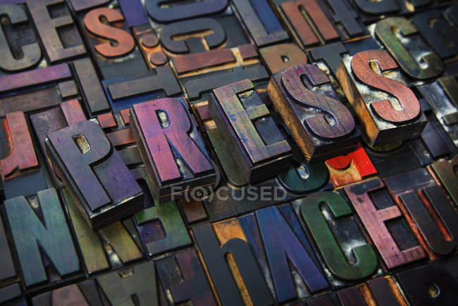 Letterpress letters spelling the word Press — Stock Photo