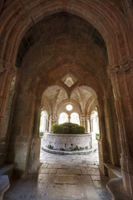 Claustro, Monasterio cisterciense, Santes Creus, Aiguamurcia, Cataluña, España - foto de stock
