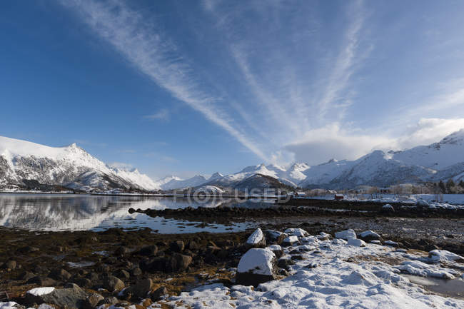 Paysage depuis la route touristique, Hamnoy, Lofoten Islands, Norvège — Photo de stock