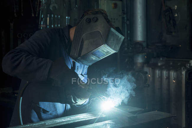 Front view of welder soldering iron in workshop — Stock Photo