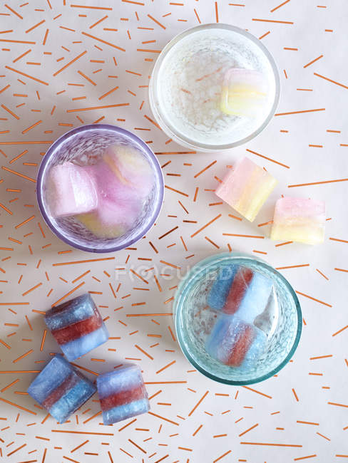 High angle view of glasses of ice dessert — Stock Photo