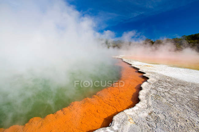 Scenic view of Steam from thermal water feature — Stock Photo