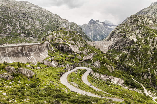 Erhöhter Blick auf den Grimselpass, Schweiz — Stockfoto
