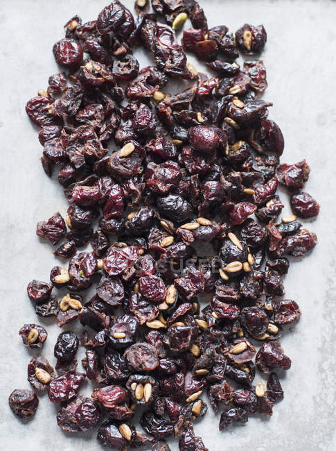 Close up de cranberries secas e sementes de girassol — Fotografia de Stock