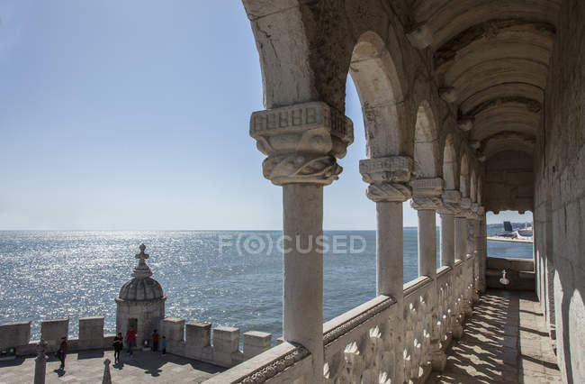 Dettaglio portico Belem Tower, Lisbona, Portogallo — Foto stock
