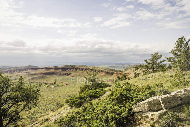 Elevated landscape view of distant hills, Bridger, Montana, USA — Stock Photo