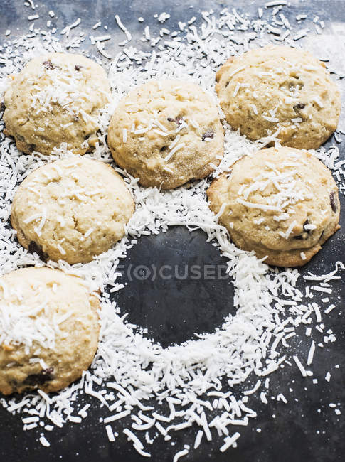 Kekse mit Kokosflocken bestreut — Stockfoto
