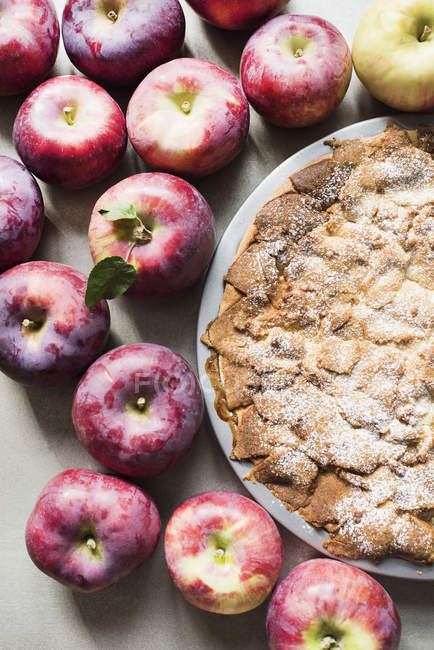 Яблочный пирог со свежими яблоками — стоковое фото