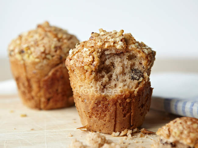 Muffin with bite taken out — Stock Photo