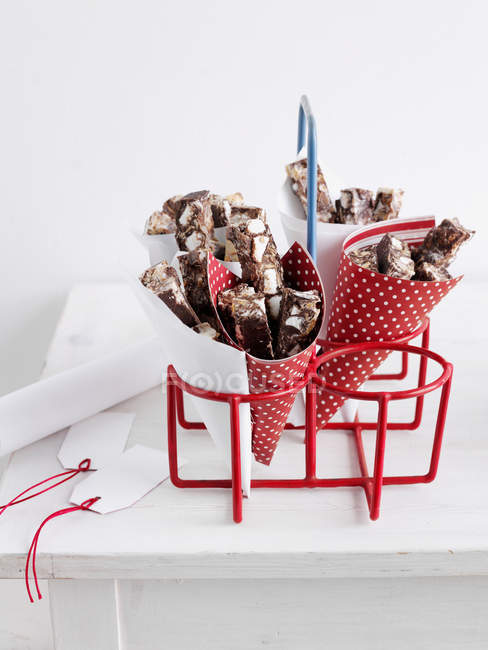 Cones of chocolate candies — Stock Photo