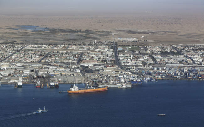 Aerial view of city coastline, swakopmund, namibia — Stock Photo