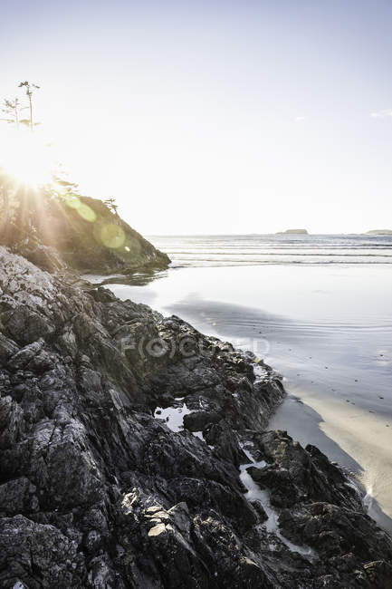Long Beach all'alba, Pacific Rim National Park, Vancouver Island, British Columbia, Canada — Foto stock