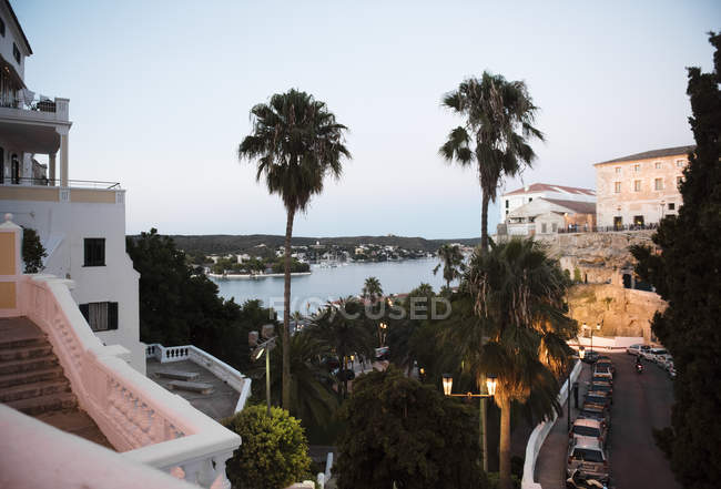 View of harbour from balcony, Menorca, Spain — Stock Photo