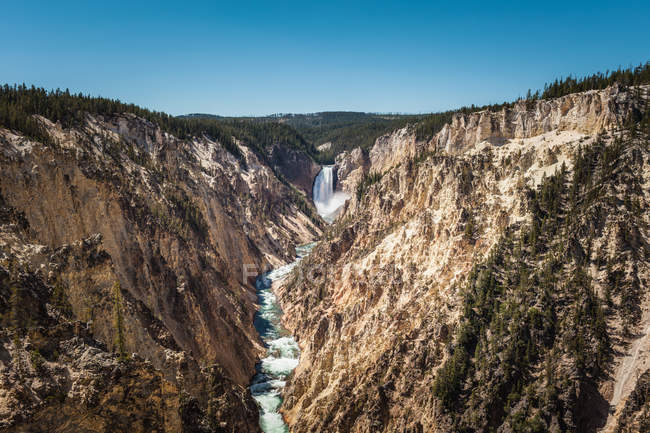 Aussichtspunkt, niedrigere Wasserfälle, Grand Canyon des Yellowstone, Wyoming, USA — Stockfoto