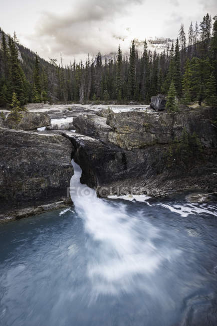 Natural Bridge Falls, Kicking Horse River, Yoho National Park, Field, British Columbia, Canada — Stock Photo