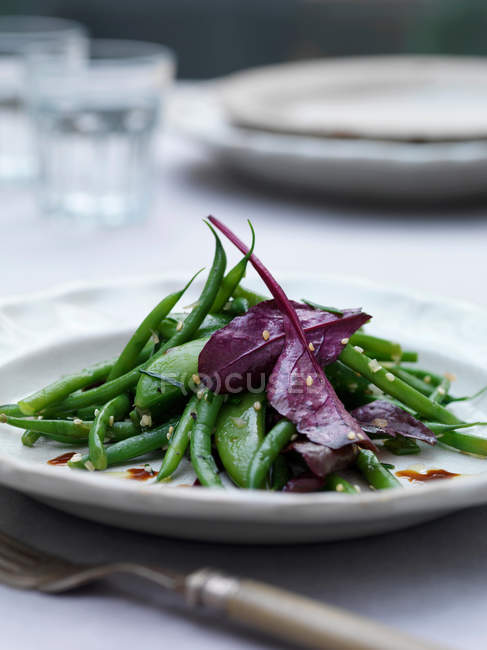 Bean and beet leaf salad — Stock Photo