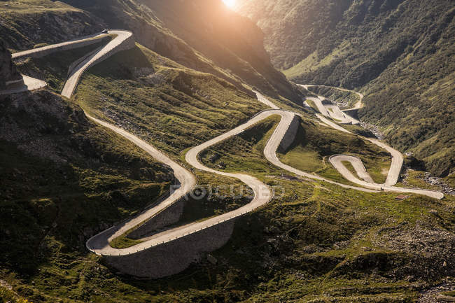 View of old road to Gotthard Pass — Stock Photo