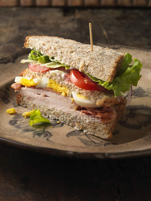 Крупным планом сэндвич на тарелке — стоковое фото