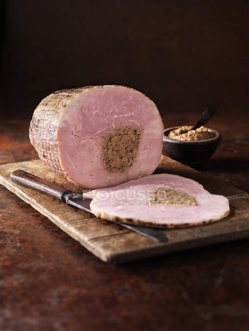 British Ham with Porcini Mushroom Stuffing — Stock Photo