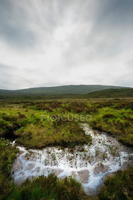 Shallow creek with hill — Stock Photo