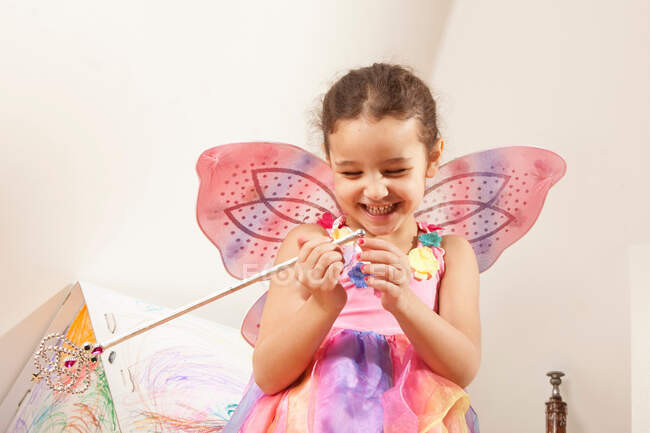 Little girl with fairy costume — Stock Photo