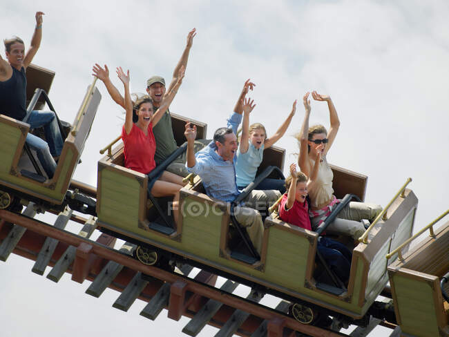 People on a rollercoaster — Stock Photo