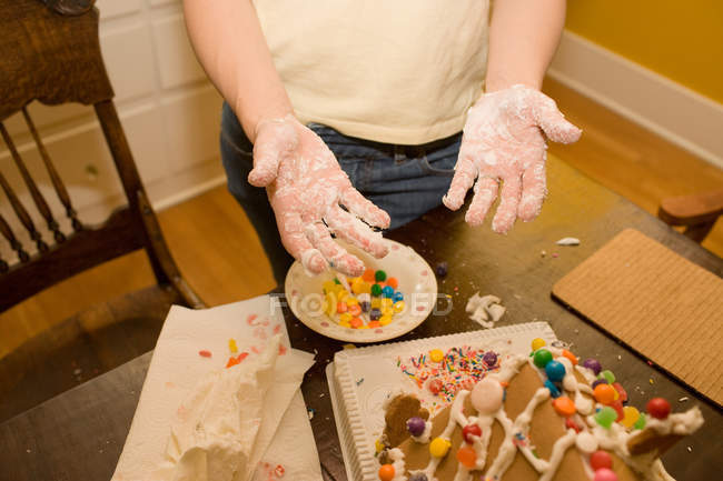 Cropped image of Woman baking cake — Stock Photo