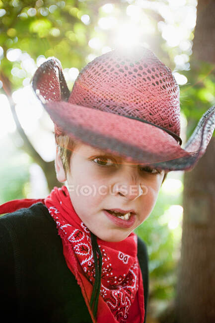 Boy dressed up as cowboy — Stock Photo