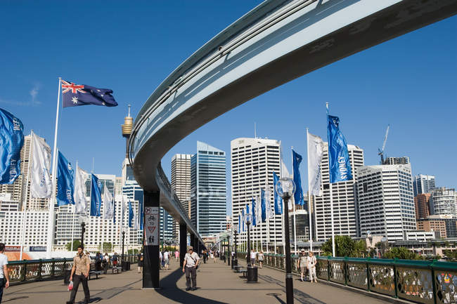 Monorail track at darling harbour — Stock Photo