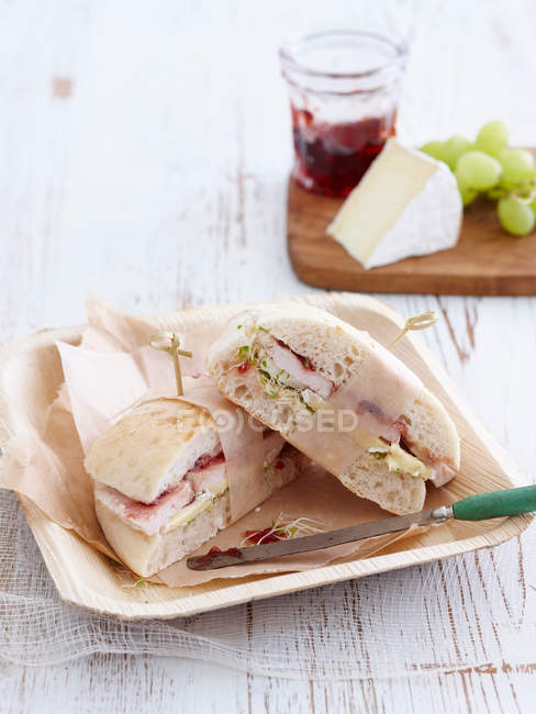 Sandwich with turkey and cranberry — Stock Photo