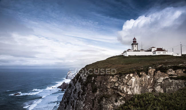Lighthouse on cliff top, Lisbon, Portugal — Stock Photo