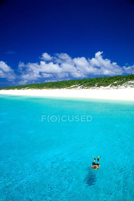 Snorkeler par île éloignée. — Photo de stock