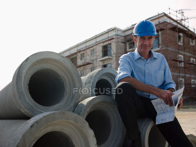 Architect on building site — Stock Photo