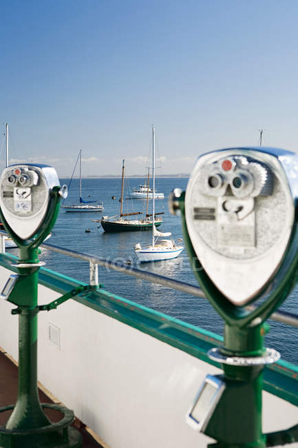 Coin operated binoculars in harbor, Monterey, California, USA — Stock Photo