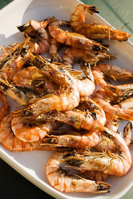 Crevettes entières cuites — Photo de stock