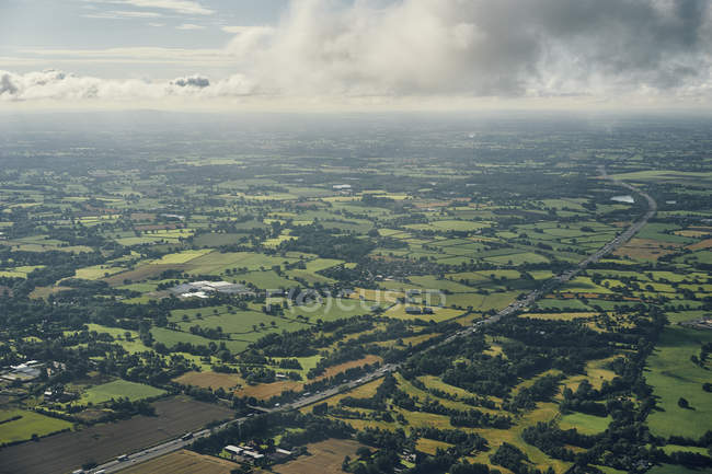 Aerial view of Approaching Manchester, Yorkshire, UK — Stock Photo
