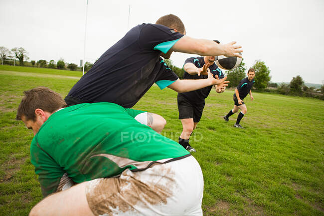Juego de rugby en acción - foto de stock