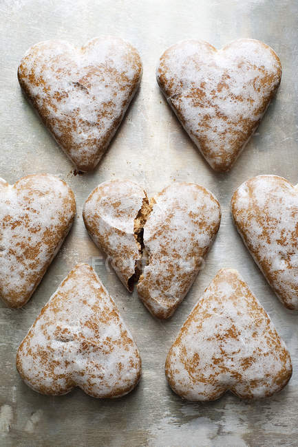Biscotti di pan di zenzero a forma di cuore — Foto stock