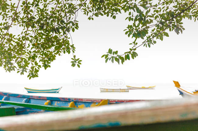 Barcos de pesca coloridos sejam mar, Florianópolis, Santa Catarina, Brasil — Fotografia de Stock