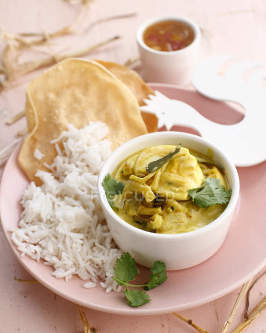 Fresh egg curry with rice — Stock Photo